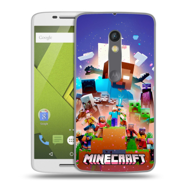 Силиконовый чехол на Lenovo Moto X Play с принтом Майнкрафт Minecraft Силиконовый чехол на Lenovo Moto X Play с принтом Майнкрафт Minecraft