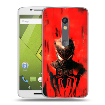Силиконовый чехол на Lenovo Moto X Play с принтом человек паук spiderman