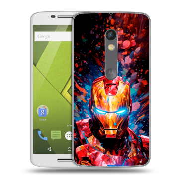 Силиконовый чехол на Lenovo Moto X Play с принтом Железный человек Ironman