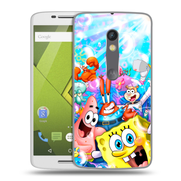 Силиконовый чехол на Lenovo Moto X Play с принтом спанчбоб спанч боб