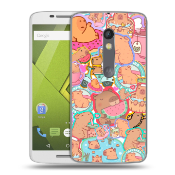 Силиконовый чехол на Lenovo Moto X Play с принтом капибары