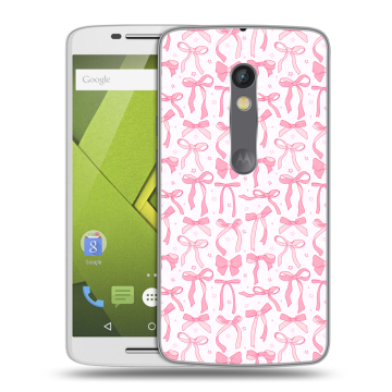 Силиконовый чехол на Lenovo Moto X Play с принтом Розовые бантики