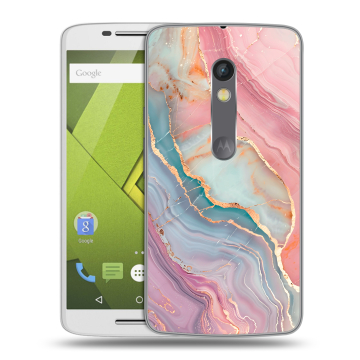 Силиконовый чехол на Lenovo Moto X Play с принтом розовый мрамор