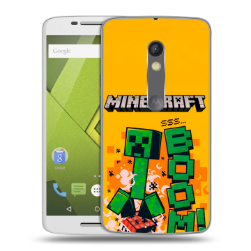 Силиконовый чехол на Lenovo Moto X Play с принтом Майнкрафт Minecraft