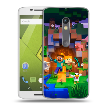 Силиконовый чехол на Lenovo Moto X Play с принтом Майнкрафт Minecraft Силиконовый чехол на Lenovo Moto X Play с принтом Майнкрафт Minecraft