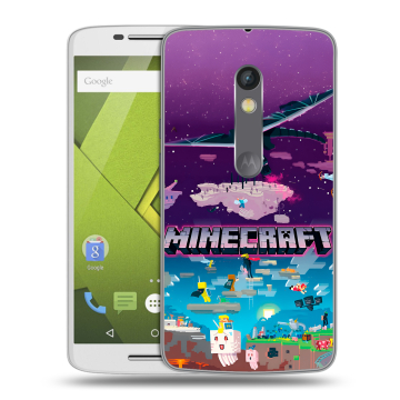 Силиконовый чехол на Lenovo Moto X Play с принтом Майнкрафт Minecraft
