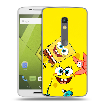 Силиконовый чехол на Lenovo Moto X Play с принтом Спанч боб Спанчбоб