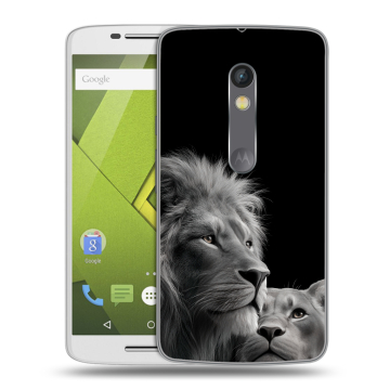 Силиконовый чехол на Lenovo Moto X Play с принтом Лев кошки Силиконовый чехол на Lenovo Moto X Play с принтом Лев кошки