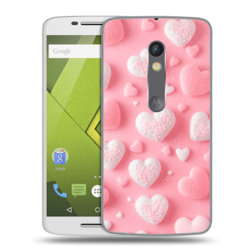 Силиконовый чехол на Lenovo Moto X Play с принтом Сердечки