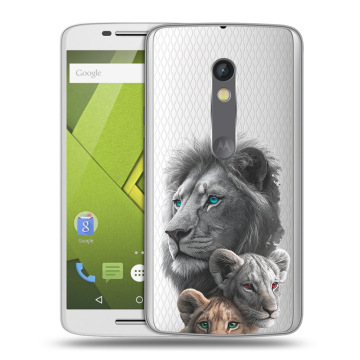 Силиконовый чехол на Lenovo Moto X Play с принтом Львы Силиконовый чехол на Lenovo Moto X Play с принтом Львы