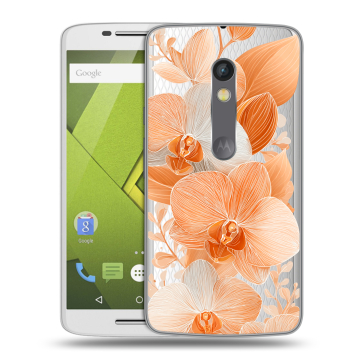 Силиконовый чехол на Lenovo Moto X Play с принтом Бежевые цветы Силиконовый чехол на Lenovo Moto X Play с принтом Бежевые цветы