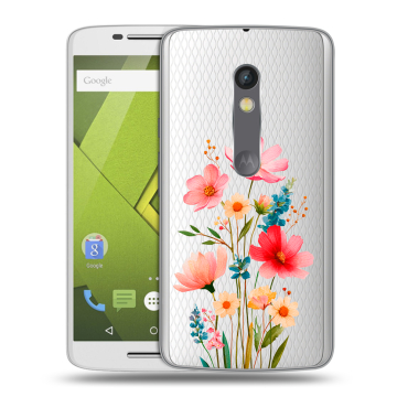Силиконовый чехол на Lenovo Moto X Play с принтом Цветы Силиконовый чехол на Lenovo Moto X Play с принтом Цветы