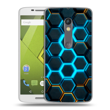 Силиконовый чехол на Lenovo Moto X Play с принтом Неоновые соты Силиконовый чехол на Lenovo Moto X Play с принтом Неоновые соты