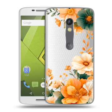 Силиконовый чехол на Lenovo Moto X Play с принтом Цветы принт Силиконовый чехол на Lenovo Moto X Play с принтом Цветы принт