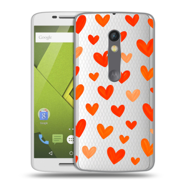 Силиконовый чехол на Lenovo Moto X Play с принтом Сердечки Силиконовый чехол на Lenovo Moto X Play с принтом Сердечки