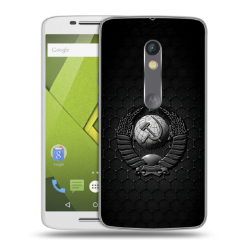 Силиконовый чехол на Lenovo Moto X Play с принтом Герб Флаг СССР