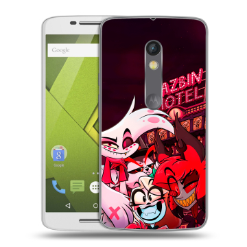 Силиконовый чехол на Lenovo Moto X Play с принтом Hazbin Hotel Отель Хазбин