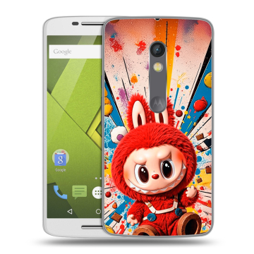 Силиконовый чехол на Lenovo Moto X Play с принтом Labubu Лабубу