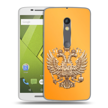 Силиконовый чехол на Lenovo Moto X Play с принтом Герб Флаг России Силиконовый чехол на Lenovo Moto X Play с принтом Герб Флаг России