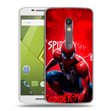 Силиконовый чехол на Lenovo Moto X Play с принтом Spiderman Человек паук Силиконовый чехол на Lenovo Moto X Play с принтом Spiderman Человек паук