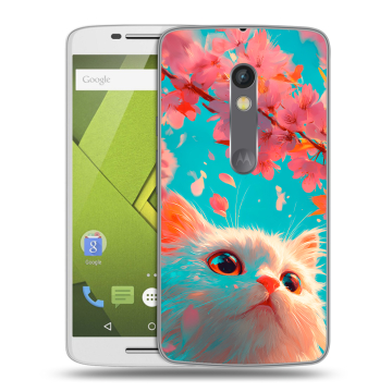 Силиконовый чехол на Lenovo Moto X Play с принтом Красивый кот Силиконовый чехол на Lenovo Moto X Play с принтом Красивый кот