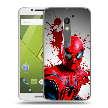 Силиконовый чехол на Lenovo Moto X Play с принтом Spiderman Человек паук
