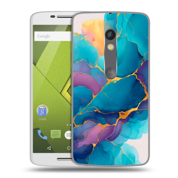 Силиконовый чехол на Lenovo Moto X Play с принтом Мрамор блестки Силиконовый чехол на Lenovo Moto X Play с принтом Мрамор блестки