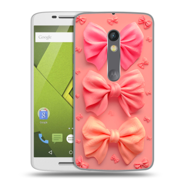 Силиконовый чехол на Lenovo Moto X Play с принтом Розовые бантики