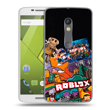 Силиконовый чехол на Lenovo Moto X Play с принтом Roblox Роблокс