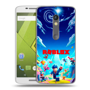 Силиконовый чехол на Lenovo Moto X Play с принтом Roblox Роблокс