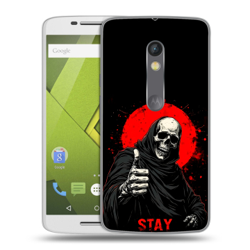Силиконовый чехол на Lenovo Moto X Play с принтом смешной скелет Силиконовый чехол на Lenovo Moto X Play с принтом смешной скелет