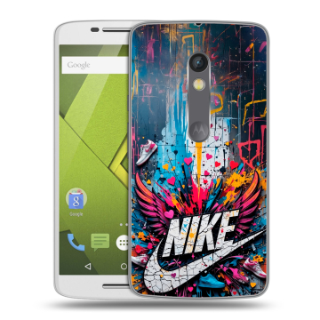 Силиконовый чехол на Lenovo Moto X Play с принтом Nike Найк