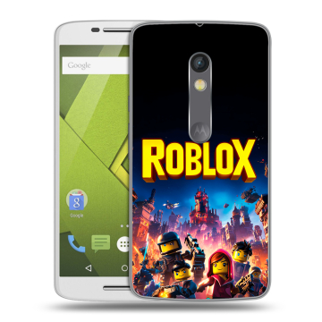 Силиконовый чехол на Lenovo Moto X Play с принтом Roblox Роблокс