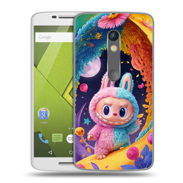 Силиконовый чехол на Lenovo Moto X Play с принтом Labubu Лабубу