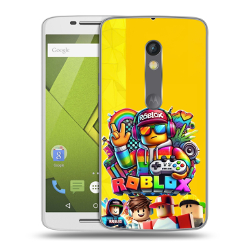Силиконовый чехол на Lenovo Moto X Play с принтом Roblox Роблокс