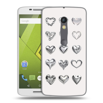 Силиконовый чехол на Lenovo Moto X Play с принтом Y2K сердечки