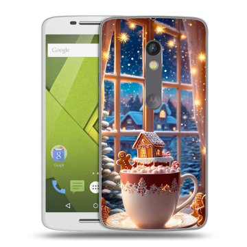 Силиконовый чехол на Lenovo Moto X Play с принтом Новый год Силиконовый чехол на Lenovo Moto X Play с принтом Новый год