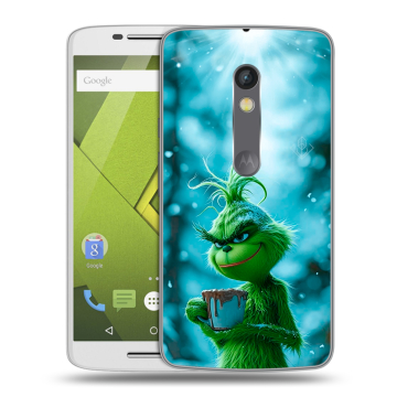 Силиконовый чехол на Lenovo Moto X Play с принтом Новый год гринч Силиконовый чехол на Lenovo Moto X Play с принтом Новый год гринч