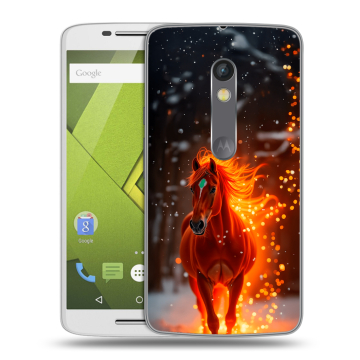 Силиконовый чехол на Lenovo Moto X Play с принтом Новый год