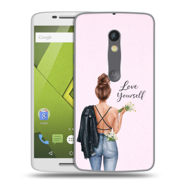 Силиконовый чехол на Lenovo Moto X Play с принтом женский