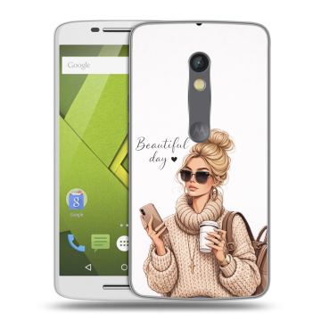 Силиконовый чехол на Lenovo Moto X Play с принтом женский