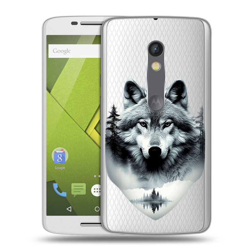Силиконовый чехол на Lenovo Moto X Play с принтом Волк в лесу Силиконовый чехол на Lenovo Moto X Play с принтом Волк в лесу