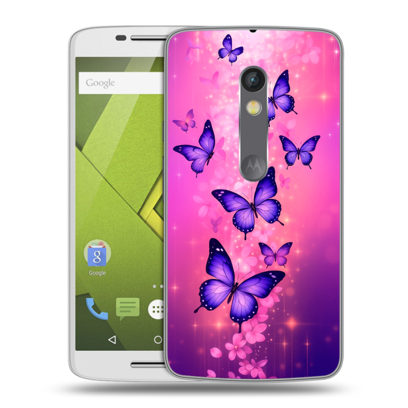 Силиконовый чехол на Lenovo Moto X Play с принтом Бабочки Силиконовый чехол на Lenovo Moto X Play с принтом Бабочки