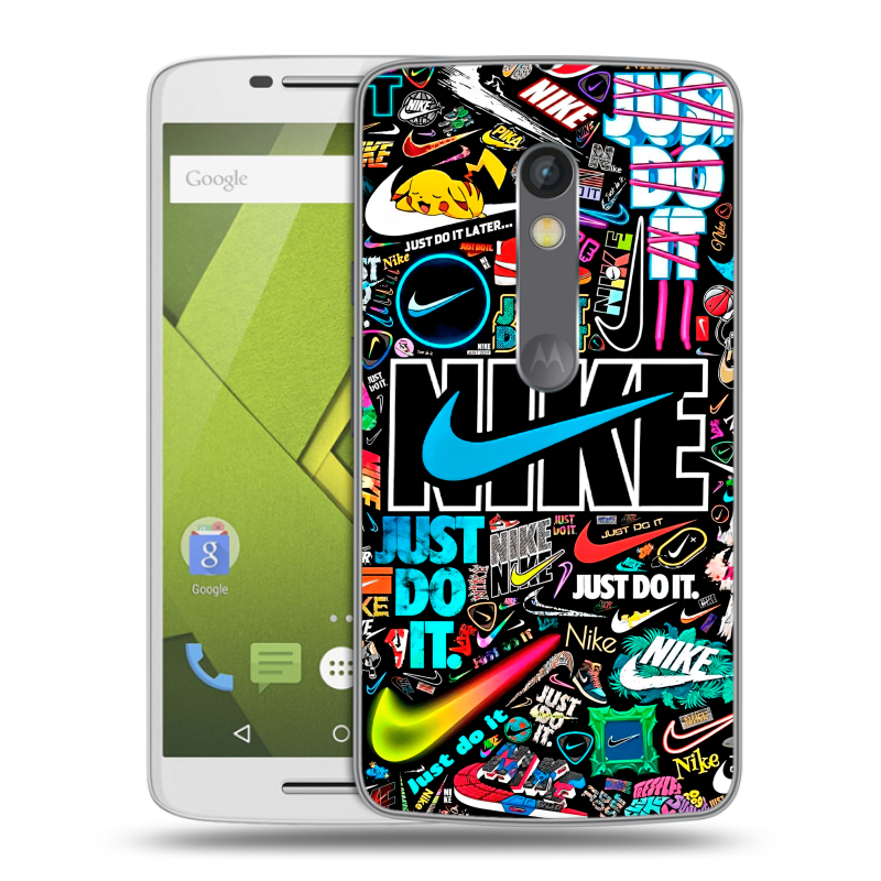Силиконовый чехол на Lenovo Moto X Play с принтом найк nike черный Силиконовый чехол на Lenovo Moto X Play с принтом найк nike черный
