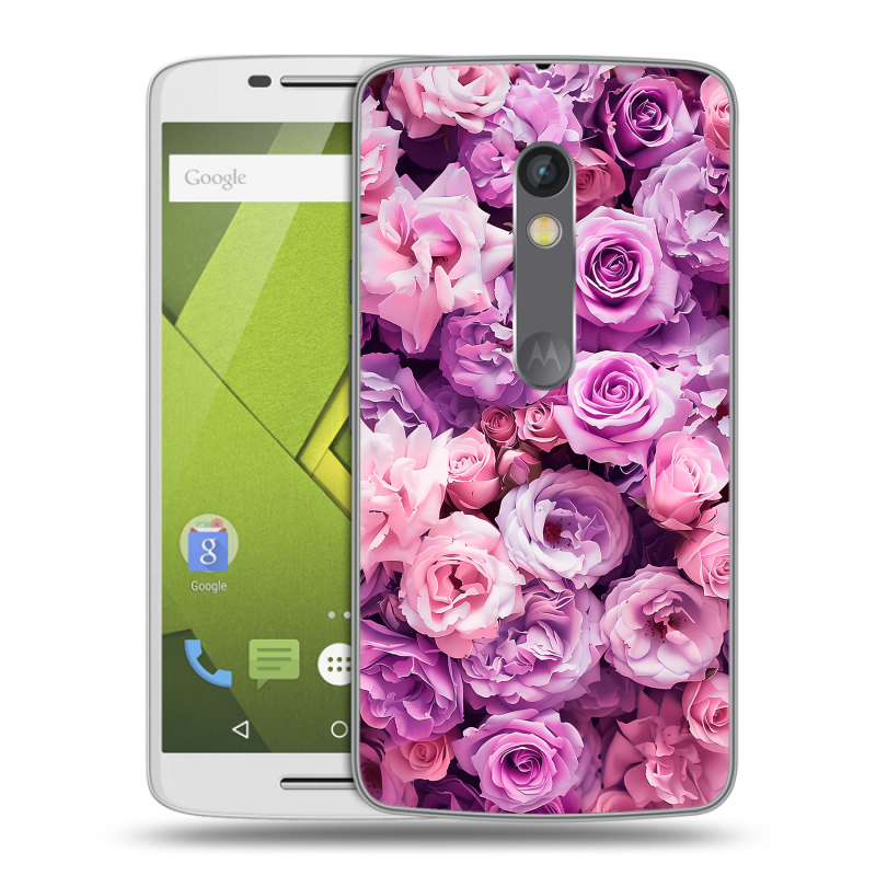 Силиконовый чехол на Lenovo Moto X Play с принтом лавандовые розы Силиконовый чехол на Lenovo Moto X Play с принтом лавандовые розы
