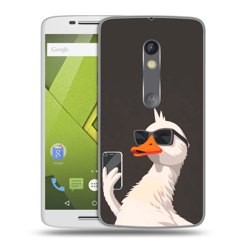 Силиконовый чехол на Lenovo Moto X Play с принтом утка в очках Силиконовый чехол на Lenovo Moto X Play с принтом утка в очках