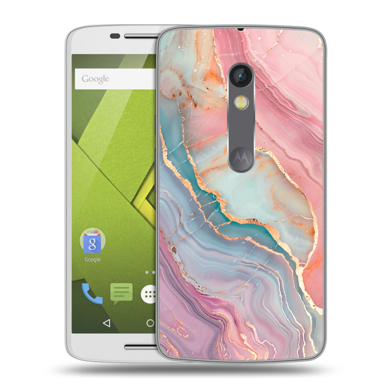 Силиконовый чехол на Lenovo Moto X Play с принтом розовый мрамор Силиконовый чехол на Lenovo Moto X Play с принтом розовый мрамор