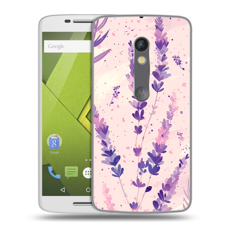 Силиконовый чехол на Lenovo Moto X Play с принтом цветы лаванда Силиконовый чехол на Lenovo Moto X Play с принтом цветы лаванда