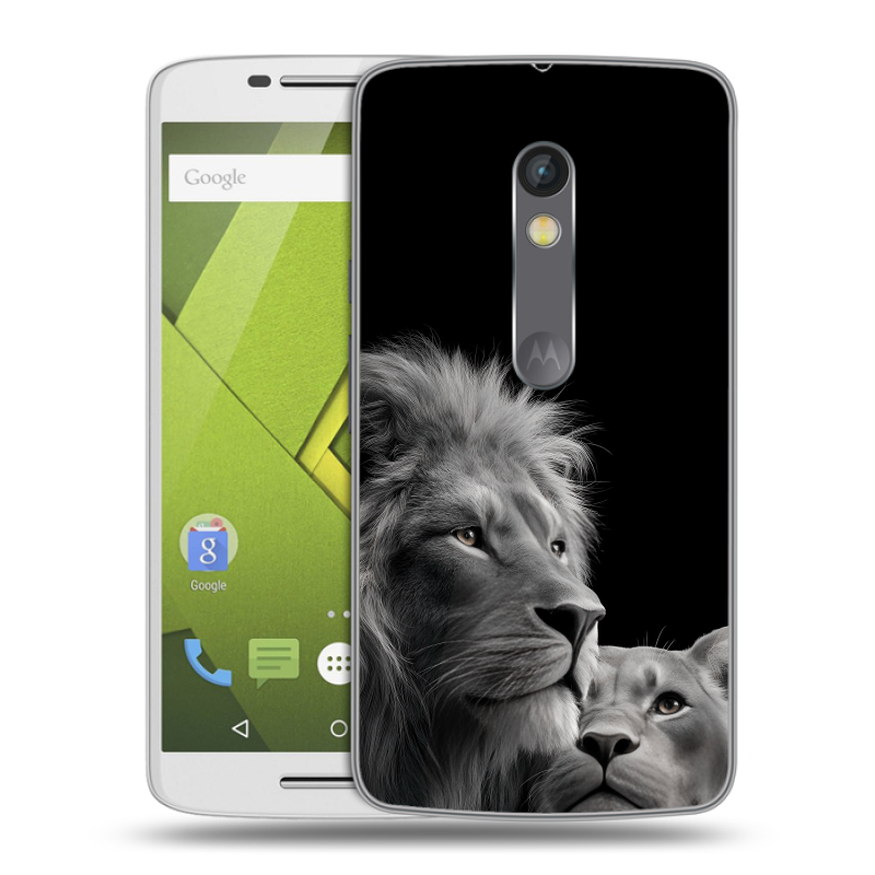 Силиконовый чехол на Lenovo Moto X Play с принтом Лев кошки Силиконовый чехол на Lenovo Moto X Play с принтом Лев кошки