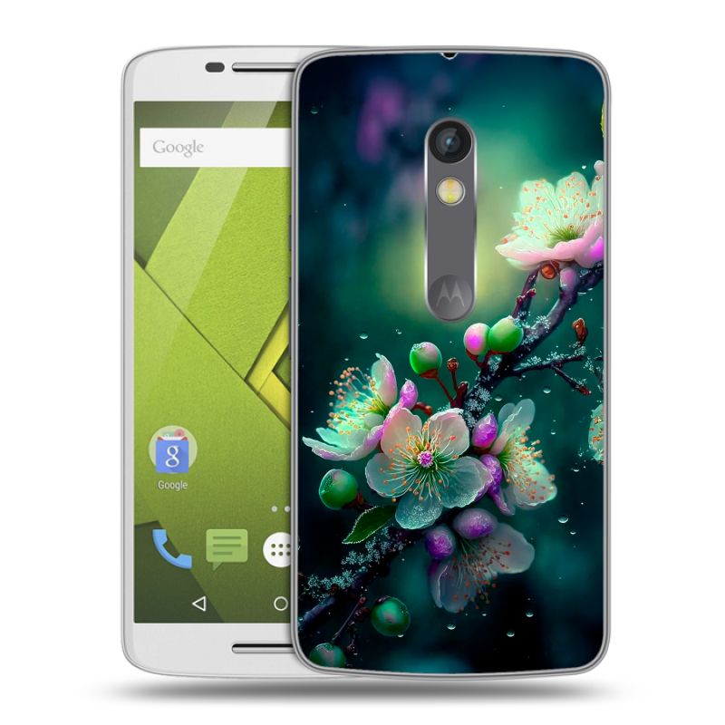 Силиконовый чехол на Lenovo Moto X Play с принтом Цветы и мрамор Силиконовый чехол на Lenovo Moto X Play с принтом Цветы и мрамор